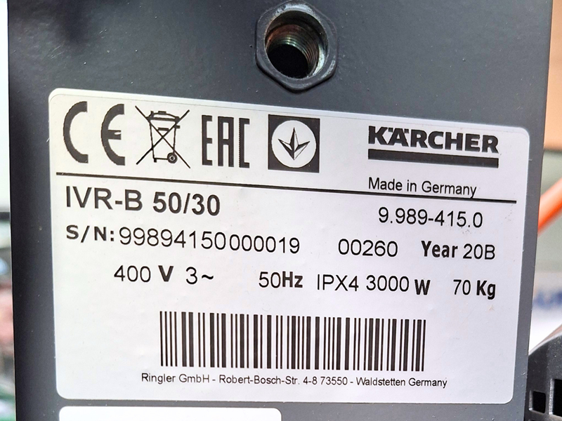 Kärcher IVR-B 50/30 – 3 kW Stainless Steel Industrial Vacuum Cleaner