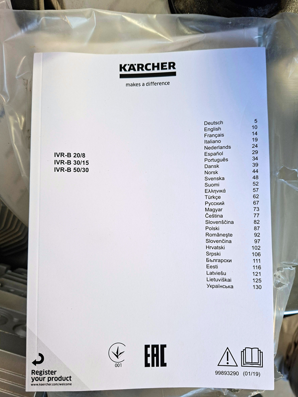 Kärcher IVR-B 50/30 – 3 kW Stainless Steel Industrial Vacuum Cleaner