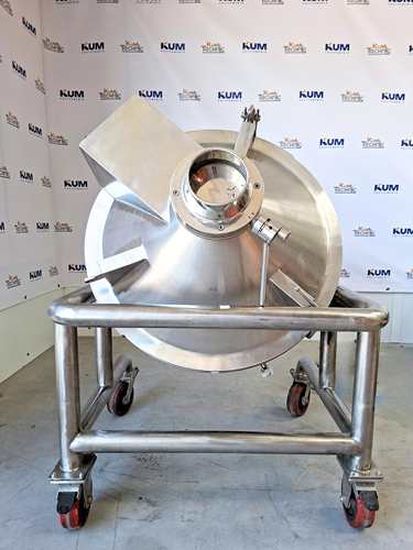Conical stainless steel tank with sieve for capsule suspension