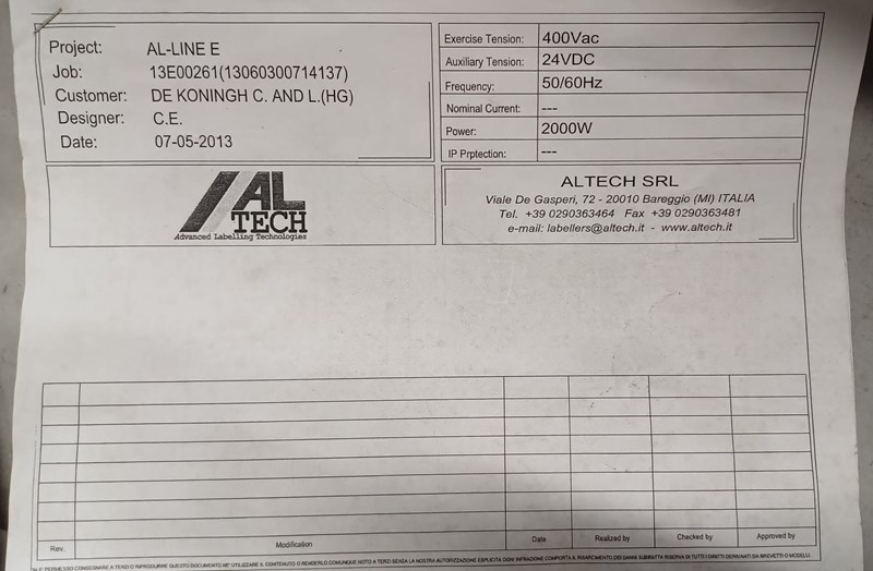 ALline E – Front & Back Labeling System